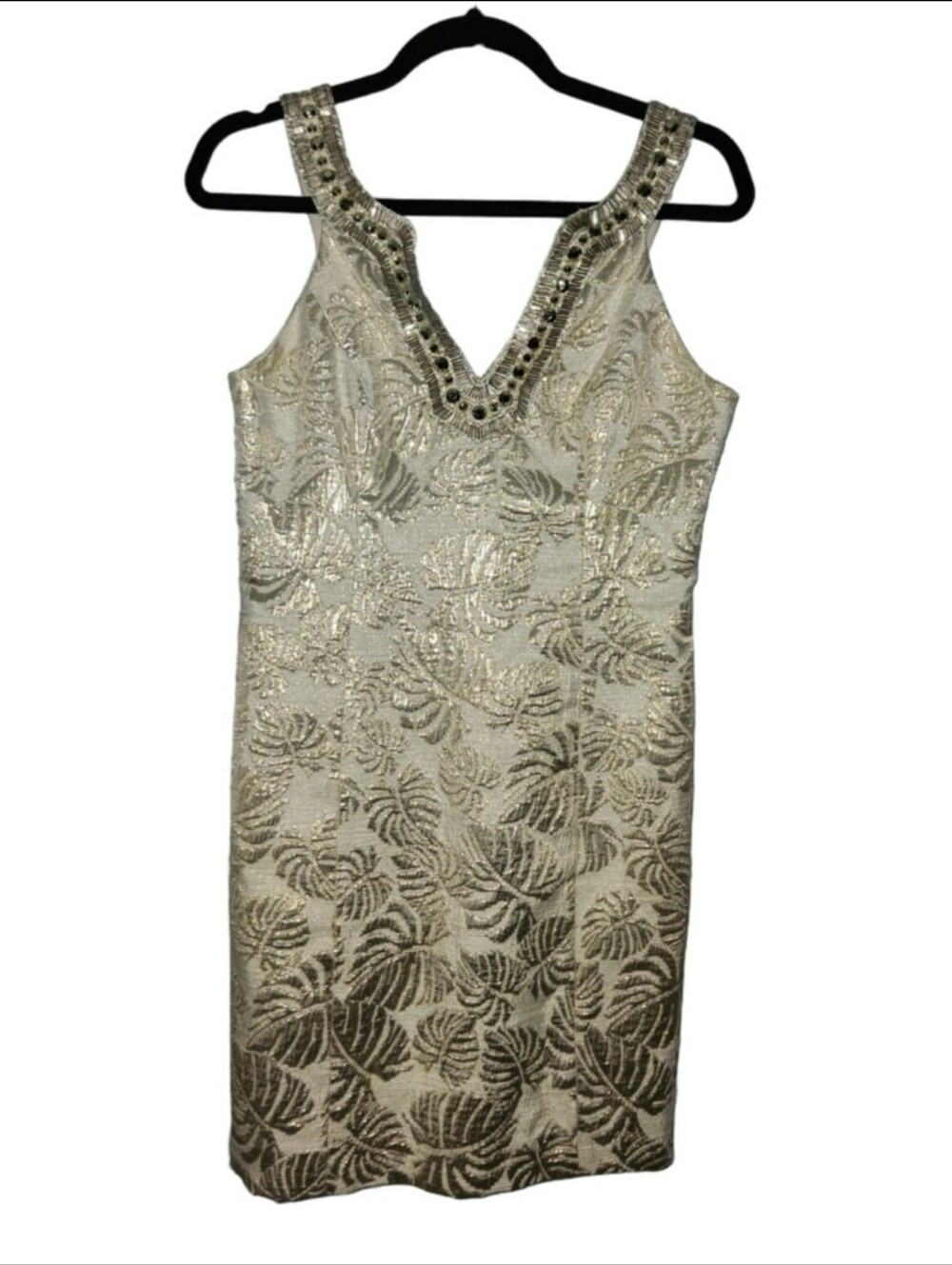 Lilly Pulitzer Gold Metallic Brocade Dress Sz 2